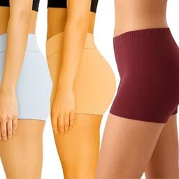 nyora Pack of 3 Solid Women Multicolor Casual Shorts image 3