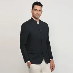 raymond Men Solid Mandarin Formal Blazer image 3