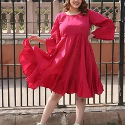 Swadeshi Shringaar Pleated Pure Cotton Fit & Flare Midi Dress image 1