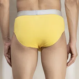 john players Contoured Crotch Cotton Fabric (Yellow) Solid Men Brief image 5