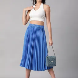 Oxolloxo Elasticated Pleated Below Knee Length Flared Skirt image 3