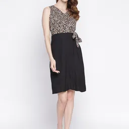IQRAAR Black Printed Dress image 1