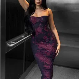 StyleCast Purple Floral Printed Bodycon Maxi Dress-picture-22