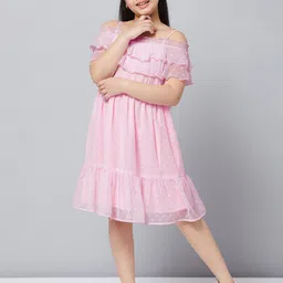 Stylo Bug Pink Chiffon A-Line Dress-picture-58