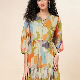 Marigold Lane Abstract Printed Georgette A Line Mini Dress-picture-18