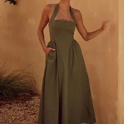 LULU & SKY Halter Neck Open-Back Fit & Flare Dress-picture-36