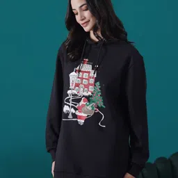 Muvazo Women Printed Longline Pullover-image-65