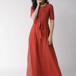 La Zoire Rust Georgette Maxi Dress image 1