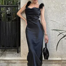 StyleCast Black Shoulder Strap Sheath Maxi Dress-picture-35