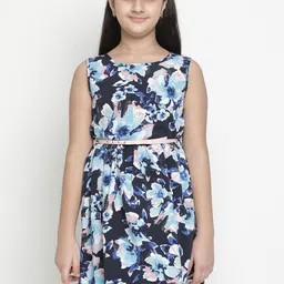 Oxolloxo Blue & Pink Floral Satin Dress-image-44