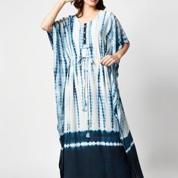 Zeyo Tie And Dye Printed Maxi Kaftan Nightdress-picture-41