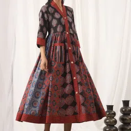 Jaipur Morni Women Floral Printed Fit & Flare Cotton Maxi Dress-picture-10