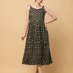 aayusika Ethnic Motifs Printed Gotta Patti Fit & Flare Midi Ethnic Dress image 1