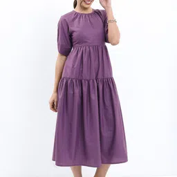 Tokyo Talkies Raglan Sleeves Tiered Fit & Flare Midi Dress-picture-14