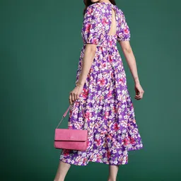 DressBerry Floral Printed Fit & Flare Midi Dress-image-11