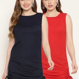 Miaz Lifestyle Navy Blue Scuba Sheath Mini Dress-image-99