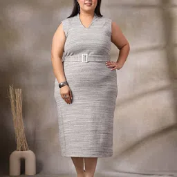 CURVE BY KASSUALLY Women Plus Size Cotton Sheath Midi Dress-picture-26