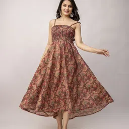 Aawari Women Floral Printed Fit and Flare Dress-image-25