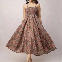 Aawari Ethnic Motifs Print Bodycon Midi Dress-image-3