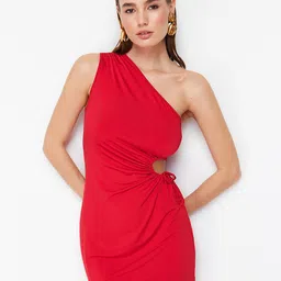 Trendyol Solid One Shoulder Bodycon Mini Dress-picture-15