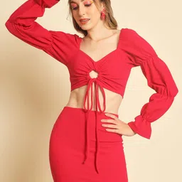 TANDUL Women Puff Sleeve Bodycon Mini Dress-picture-10