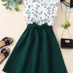 BAESD Girls Floral Printed Cotton Ruffled Fit & Flare Dress With Belt-picture-51