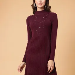 Mafadeny Striped Embellished A-Line Dress-picture-34