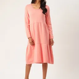 ROOTED Women Coral Solid A-Line Dress-image-40