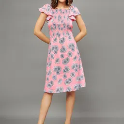 THE PAJAMA FACTORY Floral Printed Flutter Sleeve Fit & Flare Dress-picture-25