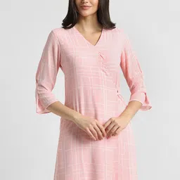 Allen Solly Woman Checked V-Neck Wrap Dress-picture-40