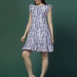 Moda Rapido Women Printed Flutter Sleeve A-Line Dress-picture-32