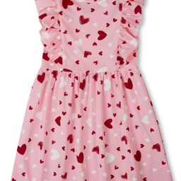 Gini and Jony Girls Conversational Printed Flutter Sleeves Cotton A-Line Dress-picture-4