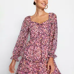 Trendyol Animal Print Puff Sleeve A-Line Dress-picture-39