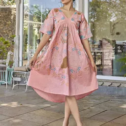 Kesudi Women Floral Printed  Flared Sleeve Empire Dress-picture-13
