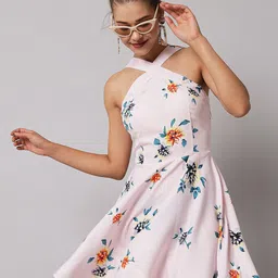 emeros Pink Floral Crepe Dress-picture-38