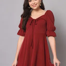 AAHWAN Tie-Up Neck Mini Dress-picture-19
