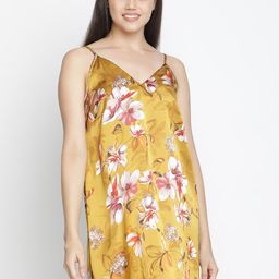 Oxolloxo Mustard Yellow Printed Nightdress-picture-45