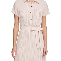 DKNY Striped Shirt Collar Short Sleeves Shirt Casual Dress  Comes With A Belt image 1