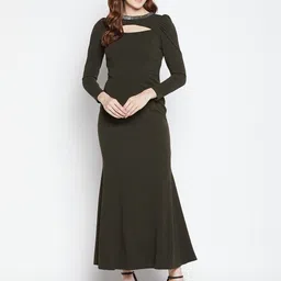 Madame Olive Green Maxi Dress-image-3
