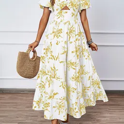 JC Mode Women Floral Printed Sweetheart Neck Puff Sleeve Maxi Dress With Cut-Outs Details-picture-10