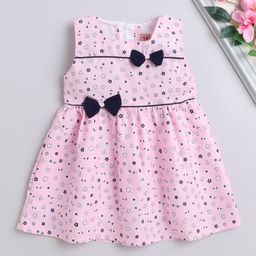 The Magic Wand Girls Floral Printed Bow Detail Cotton Fit & Flare Dress-picture-23