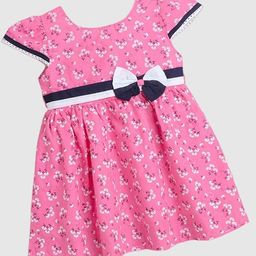 The Magic Wand Girls Floral Printed Bow Cotton Fit & Flare Dress-picture-34