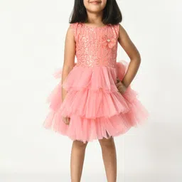 Bella Moda Girls Embellished Net Fit & Flare Dress-image-74