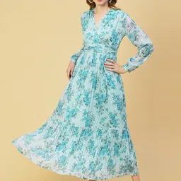 FASHOR Floral Print Chiffon Maxi Dress image 1