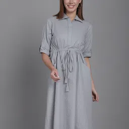 Aarsha Striped Cotton Shirt Midi Dress-picture-35