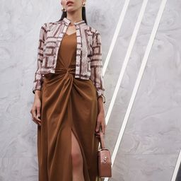 Athena Embroidered Knotting A-Line Dress with Jacket-picture-7