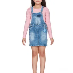 Peppermint Girls Shoulder Straps Denim Pinafore Dress-picture-41