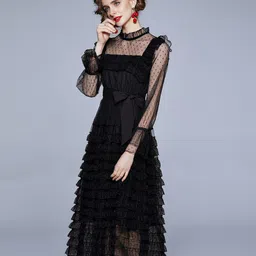 JC Collection Black Midi Dress-image-92