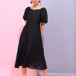 Tokyo Talkies Black A-Line Midi Dress image 1