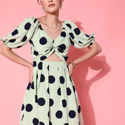 STREET 9 Women Green Polka Dotted Dress-image-34